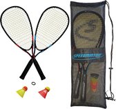 Speedminton START set - speedbadminton set - crossminton - speed badminton set - rood/blauw/zwart - 2 duurzame rackets - 2 originele Speedminton Speeders - windring - incl. handige draagtas