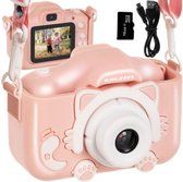 Kruzzel full HD digitale camera voor kinderen - Met meegeleverde mini SD kaart - Camera kinderen - Roze