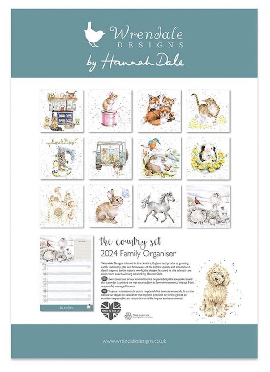 Calendrier de la famille Wrendale 2024 Le Country Set le calendrier