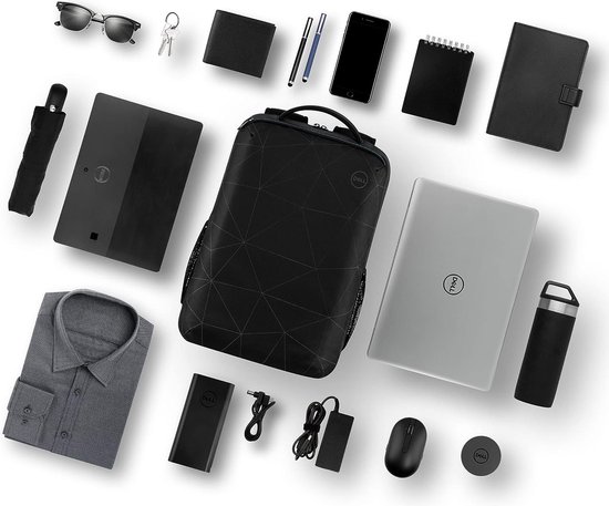 ES1520P Essential Pro Slim 15, jusqu'à 15,6 pouces, résistant à l'eau, poignées et manches rembourrées, bretelles rembourrées en maille aérée, noir
