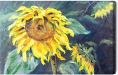 Painting King - Peinture sur toile Fleurs de tournesol telles que peintes - 70 x 50 cm