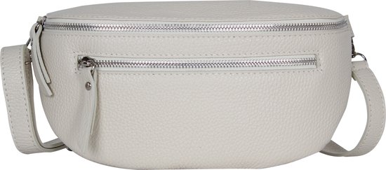 AmbraModa GLX2 - Heuptas buiktas crossbodytas, ideaal voor vakantie, reizen, uitgaan gemaakt van echt leer. Beige Crème