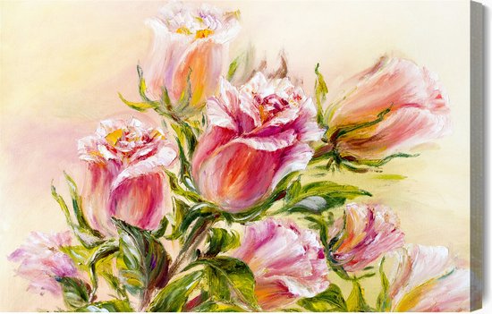 Painting King - Peinture sur toile Fleurs colorées telles que peintes - 120 x 80 cm