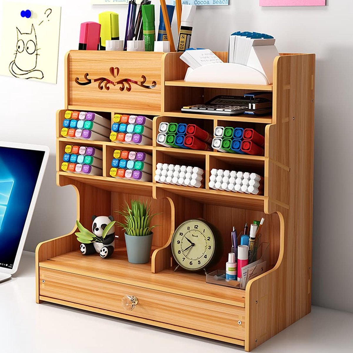 Porte-stylo de bureau en bois naturel Organisateur de crayons de bureau  Porte-crayons de bureau Simple