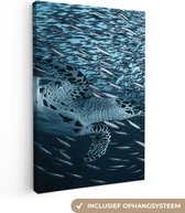 Peinture sur toile - Tortue - Poisson - Animaux aquatiques - Water - Canvasdoek - 40x60 cm - Photo sur toile - Peintures sur toile