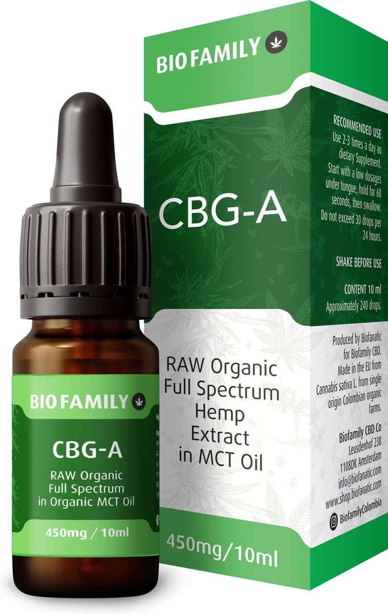Goedkoopste BioFamily Organic 4,5 - 450mg CBG-A RAW Full Complete Spectrum