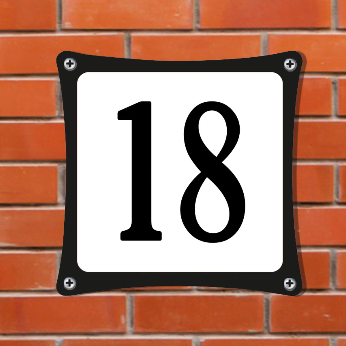 Decoporta Huisnummerbord Emaille-Look - Nummer 18 - Standaard - 10 x 10 cm | incl. schroeven