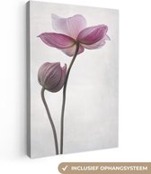 Canvas schilderij - Bloemen - Roze - Botanisch - Natuur - Foto op canvas - 80x120 cm - Schilderijen op canvas - Canvasdoek