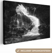 Canvas schilderij - Waterval - Stenen - Natuur - Foto op canvas - Canvasdoek - 150x100 cm - Schilderijen op canvas