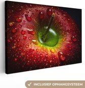 Canvas schilderij - Appel - Water - Fruit - Schilderijen op canvas - Canvasdoek - 90x60 cm - Foto op canvas