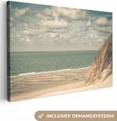 Canvas schilderij - Strand - Zee - Duin - Gras - Planten - Foto op canvas - 140x90 cm - Canvasdoek - Schilderij strand