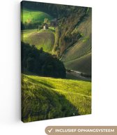 Canvas - Canvas schilderij - Toscane - Heuvels - Landschap - Bomen - 80x120 cm - Muurdecoratie - Canvas doek