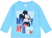 Disney Mickey Mouse Shirt - Lange Mouw - Lichtblauw - Maat 86 (86 cm)