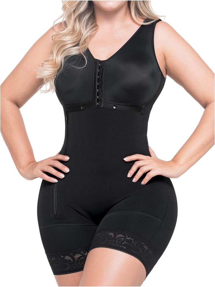 Wow Peach Premium Full Body Compressie Shaper - Verstelbare Haakjes - met Plas gat - Corrigende ondergoed - Butt Lift - Chest Support - Waist Trainer - Body Shaper - Shapewear - Zwart - XX-Large
