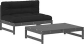 vidaXL - 2-delige - Loungeset - met - kussens - massief - hout - grijs