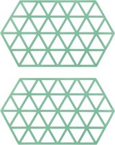 Krumble Pannenonderzetter - Set van 2 - Hexagon - Pannenonderlegger - Tafelaccessoire - Hittebestendig - Siliconen - 14 x 24 - Groen