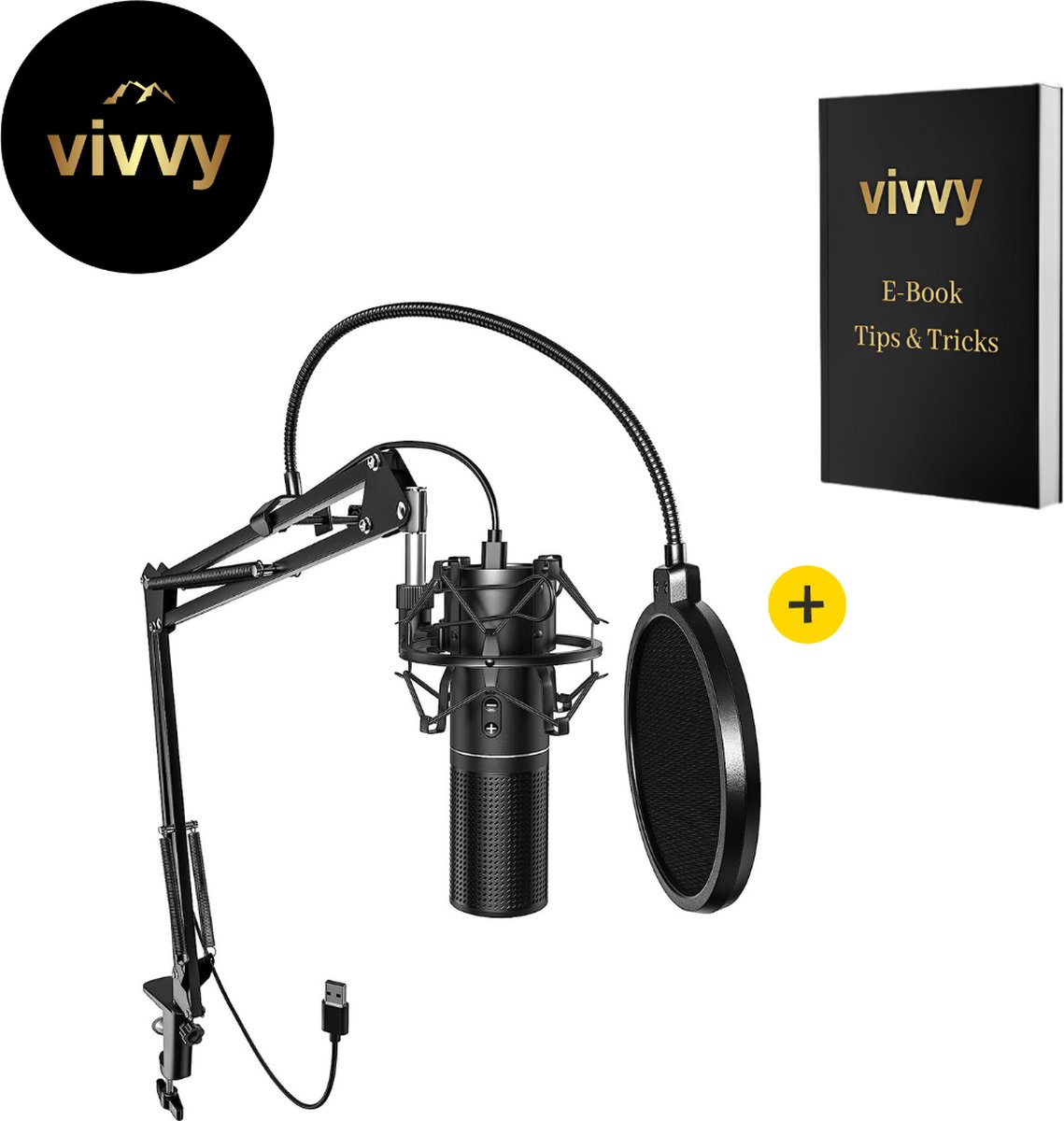 Microfoon Arm - Microfoon Arm Met Microfoon 6 In 1 - Gaming Microfoon Voor PC Verstelbaar – 100% Tevredenheidsgarantie - Met Microfoon Houder - Incl. Mic Pop Filter & Tafelklem