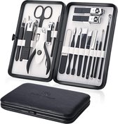 Manicure Set 18 stks Professionele Nail Clippers Kit Pedicure Care Gereedschap - RVS Men Grooming Kit voor Reizen & Thuis (Zwart)