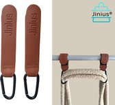 Jinius ® - Bruin - Buggy - Tassen Haak - Boodschappen haak - Stroller Hook - Kinderwagen tassenhaakjes - Haakjes voor tassen - Buggy haakjes - Set van 2
