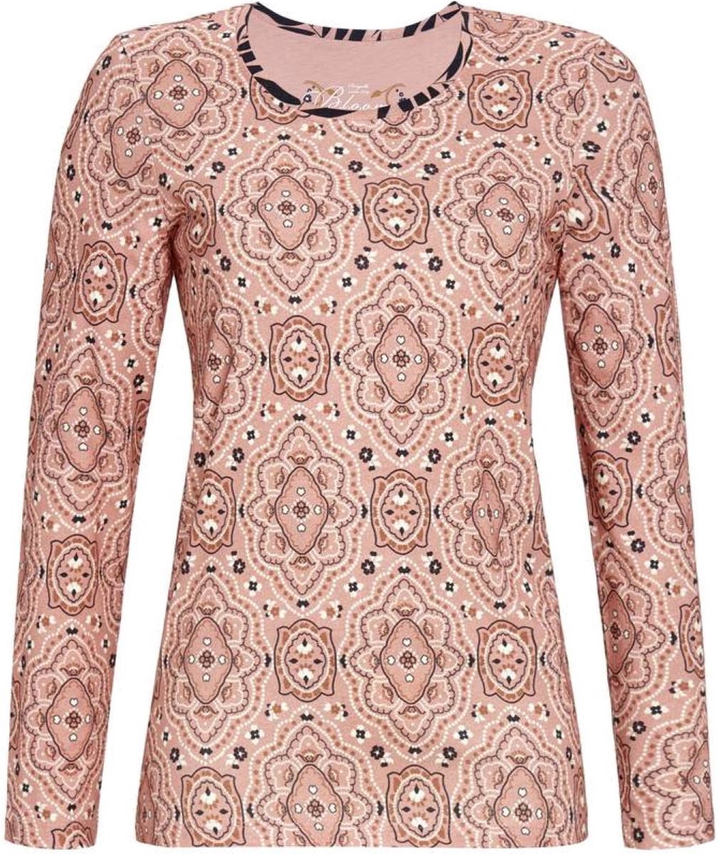 Ringella Bloomy pyjamashirt Patroon terracotta - Roze - Maat - 48