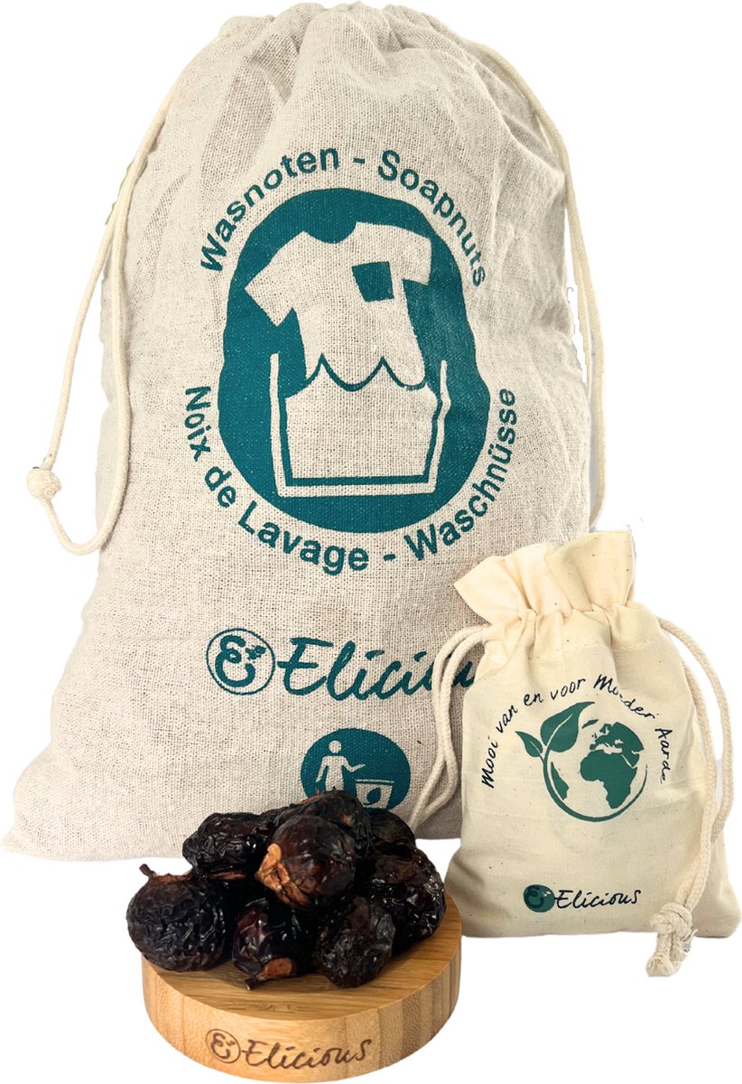 Goedkoopste Elicious® - Wasnoten - Set met waszakje - 750 gram - Zeepnoten - Natuurlijk Wassen - Natuurlijk Kledingwasmiddel - Natuurlijk Vaatwasmiddel - Plasticvrij - Duurzaam