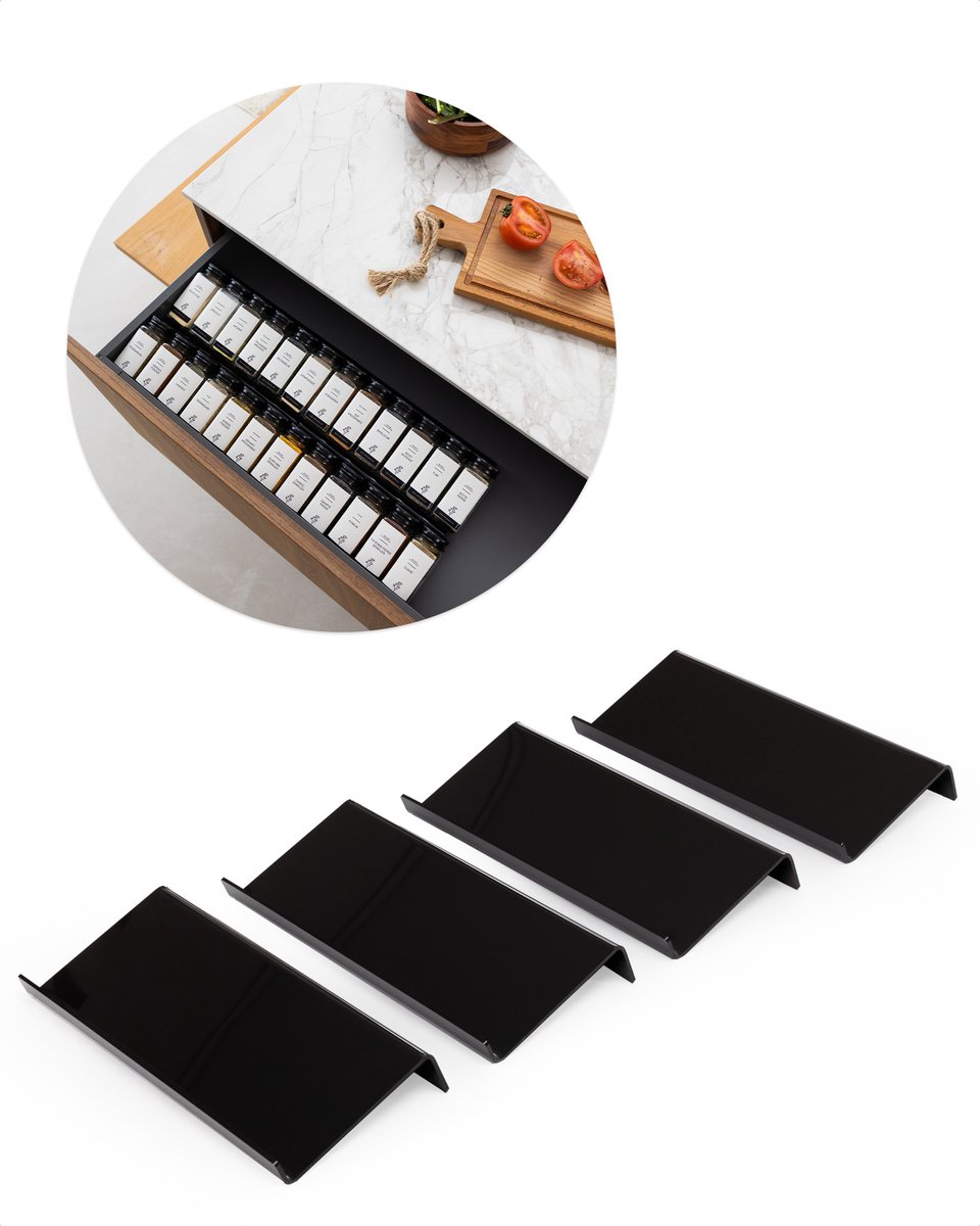 Organess Kruidenrek Lade - 4 Laags - Voor 28 Kruidenpotjes - Acryl - Kruiden Organizer - Keukenlade Organiser