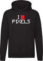 I Love Pixels Hoodie - gamer - computer - retrogaming - console - retro - old school - game - liefde - video game - grappig - unisex - trui - sweater - capuchon