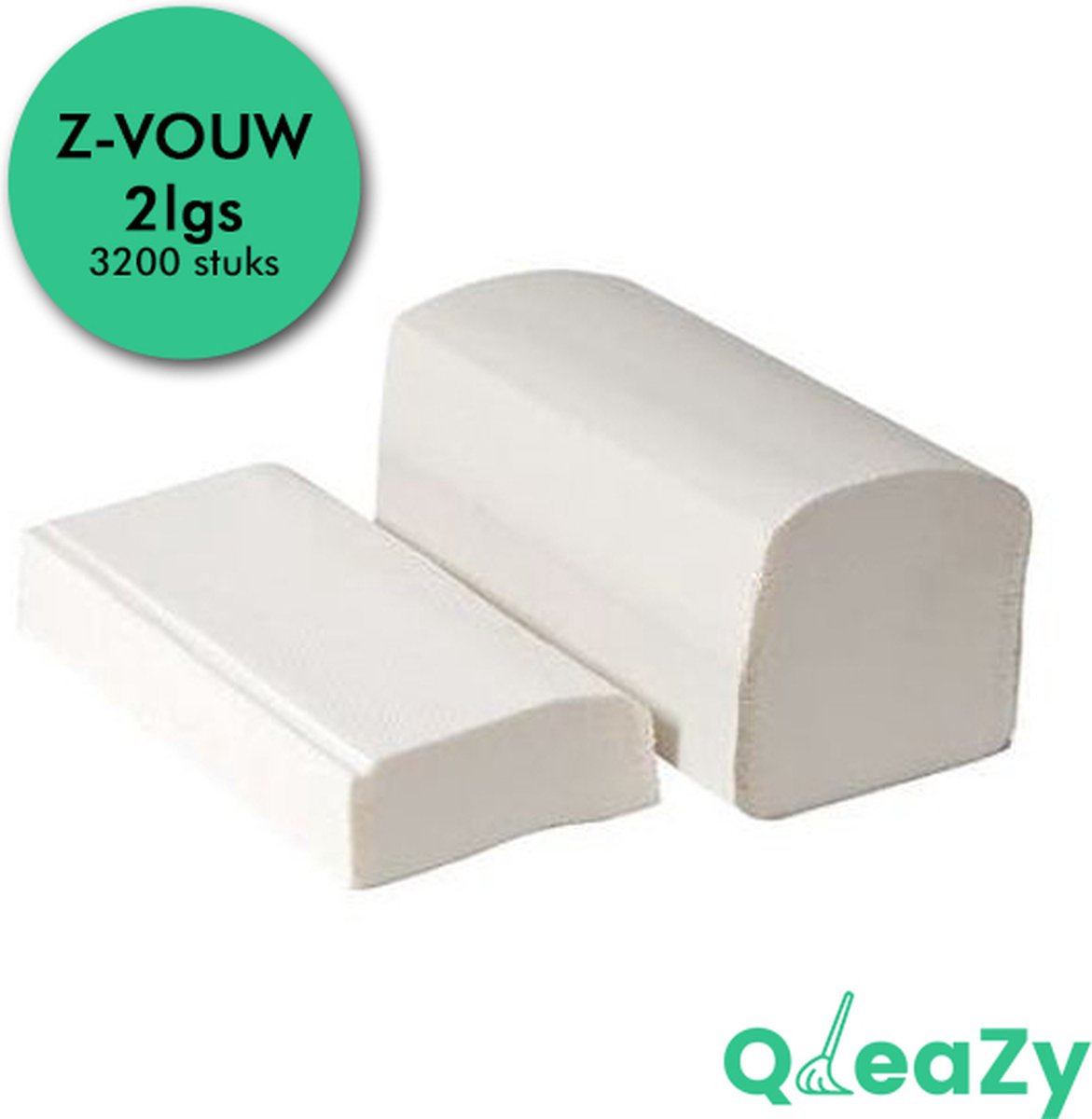 Goedkoopste QleaZy Papieren Handdoekjes Z-vouw - 2lgs - 3200 Handdoekjes - Z-FOLD