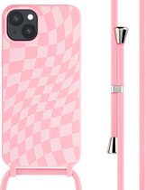 iPhone 15 Plus Hoesje Met Koord - iMoshion Siliconen design hoesje met koord - Roze / Retro Pink