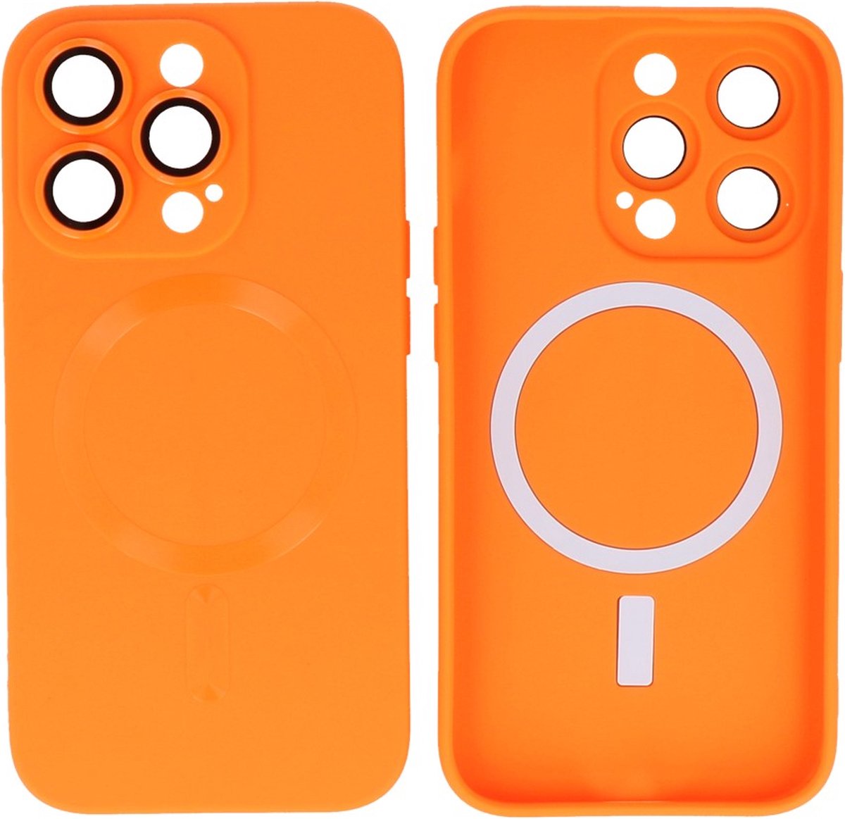 Hoesje Geschikt voor iPhone 12 Pro Max - Back Cover - MagSafe Hoesje met Camera Beschermer - Oranje