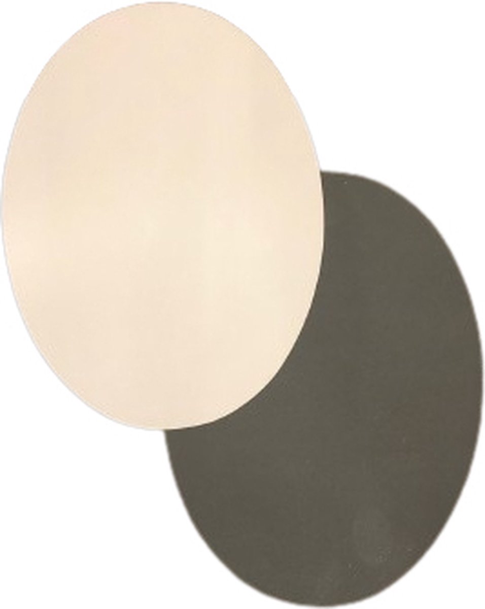 Placemat Kunstleer RODY - Dubbelzijdig - Grijs / Wit - Ovaal - 33 x 45 cm - Set Van 2