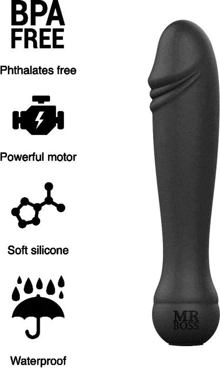 Mr Boss Greg Personal Stimulator - Vibrator - 10 Functies - 14x3cm - Zwart