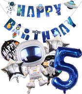 Cijfer Ballon 5 - Ruimte - Space - Raket - Astronaut - Slinger - Ballonnen - Galaxy - Happy Birthday Slinger - Snoes