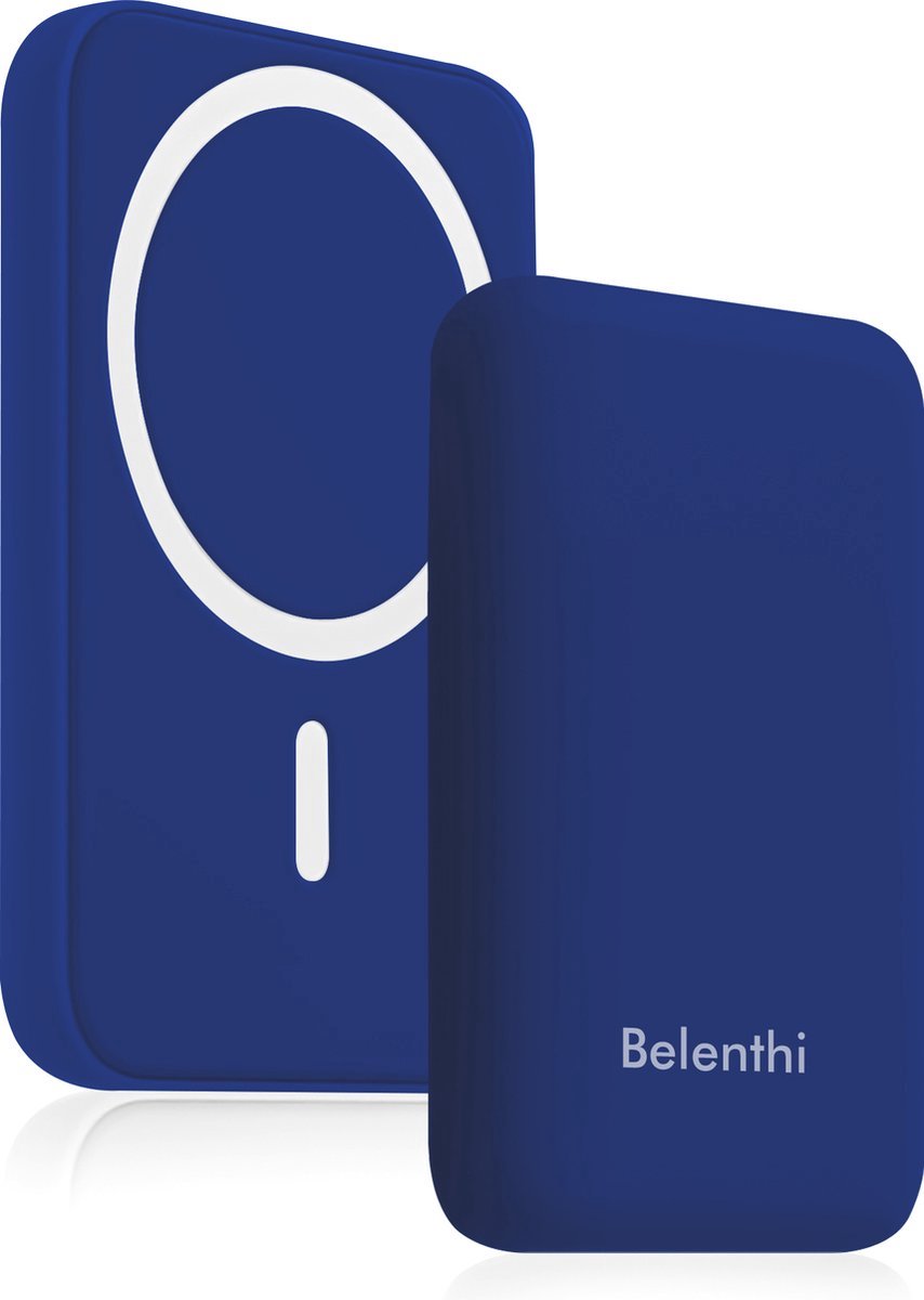 Belenthi magsafe powerbank 5000 mAh - Draadloze powerbank - Powerbank iphone - Magnetische powerbank - Blauw