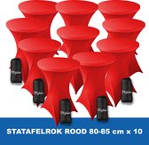 Statafelrok Rood x 10 – ∅ 80-85 x 110 cm - Statafelhoes met Draagtas - Luxe Extra Dikke Stretch Sta Tafelrok voor Statafel – Kras- en Kreukvrije Hoes