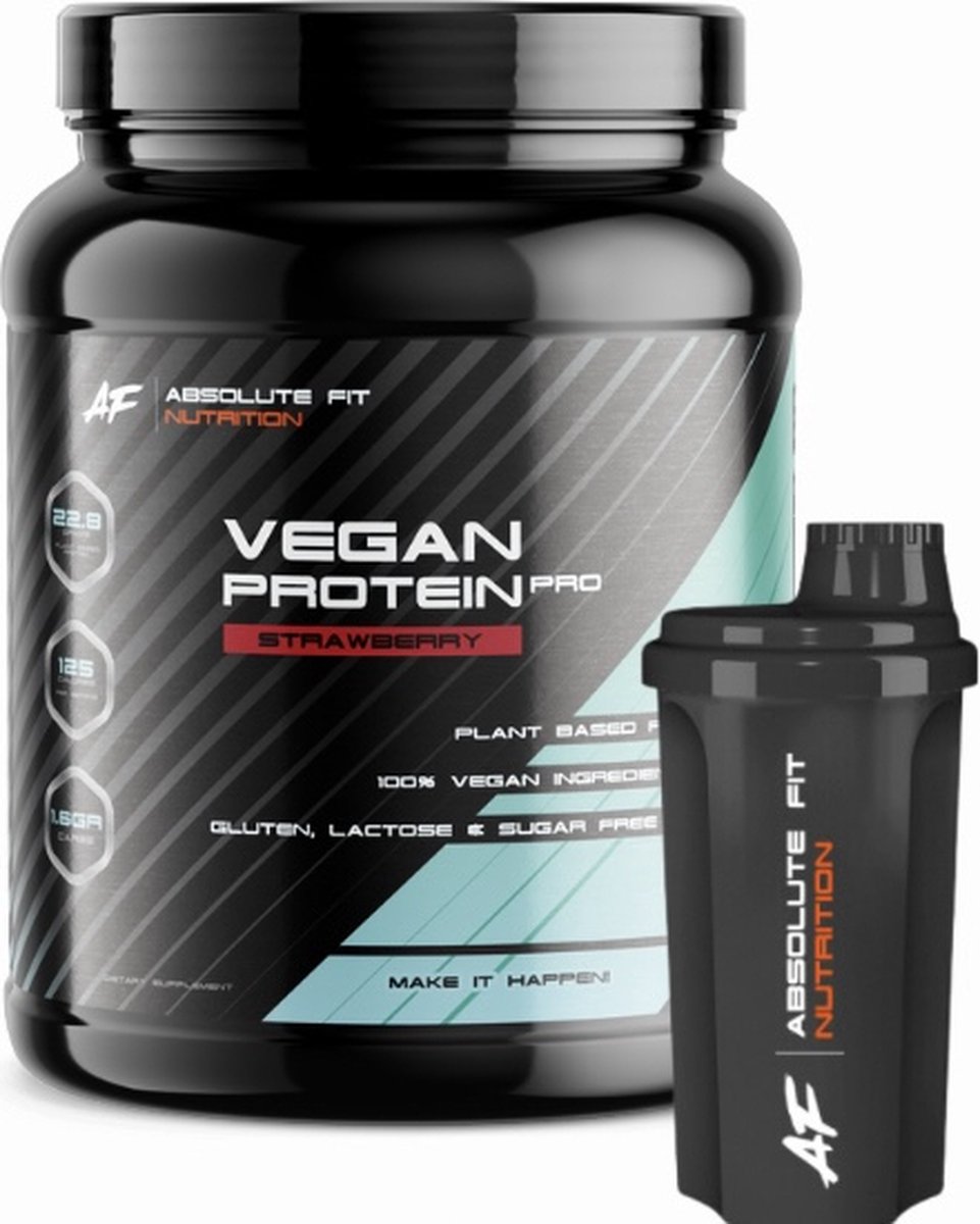 Vegan Protein Aardbei - Strawberry 908gr + Gratis Shakebeker - Vegan Proteine Poeder - Plantaardig Eiwitpoeder - 30 Servings - Eiwit Shake - Biologisch Erwten Eiwit