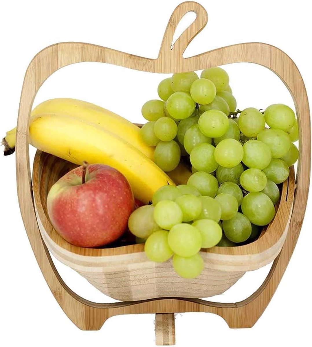 Vouwmand fruitmand decoratieve schaal fruitschaal hout opvouwbaar (design appel / 1)