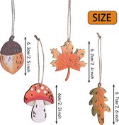 24 stuks herfst decoraties met esdoornbladeren, eikel en paddestoel, houten hangende boom ornamenten hanger voor oogst herfst huisdecoraties