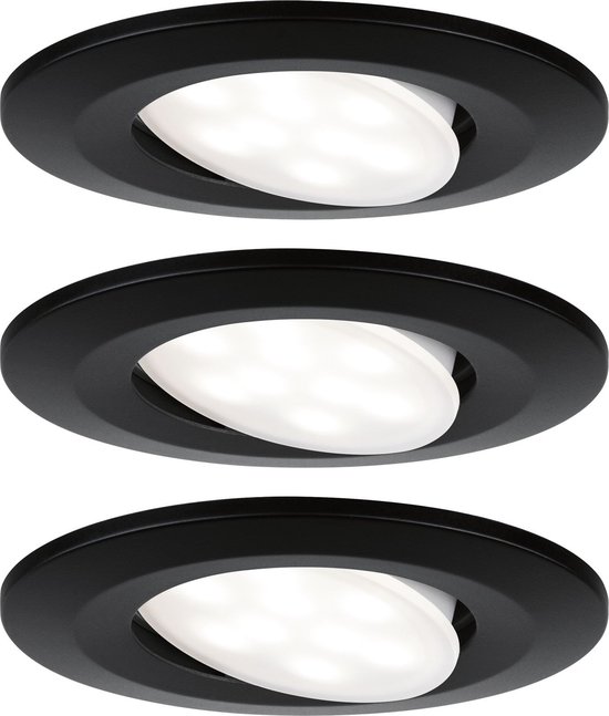 Paulmann Calla lampe encastrable LED IP65 montage au plafond rond 4 000K 3x6W Zwart mat orientable Un polyvalent pour une conception d'éclairage individuelle