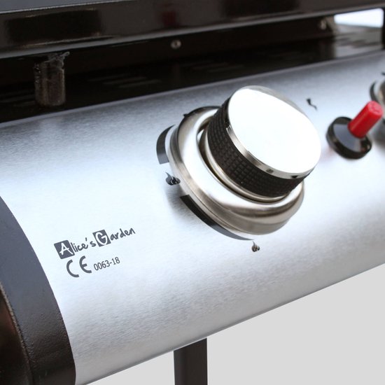 Gas BBQ grill 3 branders 121x50x109 cm met zijtafel Gas BBQ grill 3 branders 121x50x109 cm met zijtafel