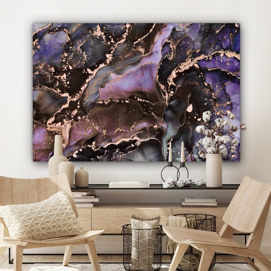 Toile Peinture Marbre - Goud - Rose - 140x90 cm - Décoration murale