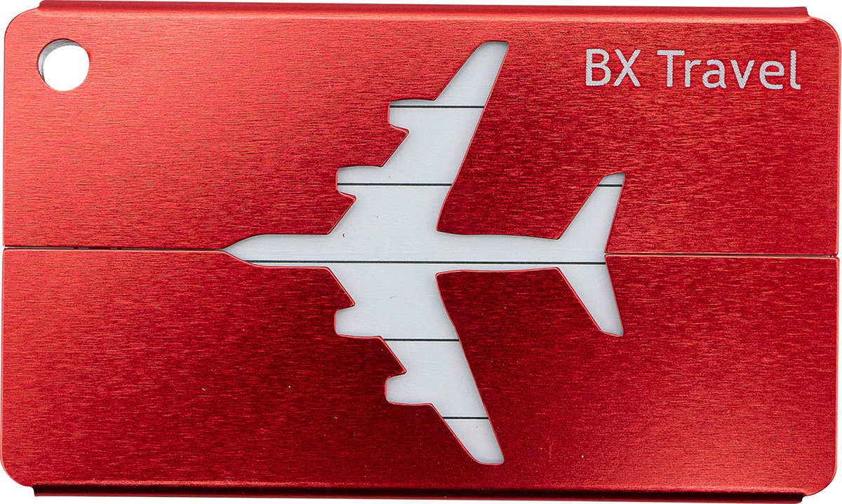 Bagagelabel - Koffer Label - Reisaccessoire - Luggage Tag - Aluminium Label - Kleur: Rood - Merk: BX Travel®