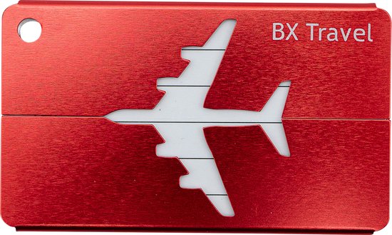 Etiquette Bagage - Etiquette Valise - Accessoire Voyage - Etiquette Bagage - Etiquette Aluminium - Couleur: Rouge - Merk: BX Travel®