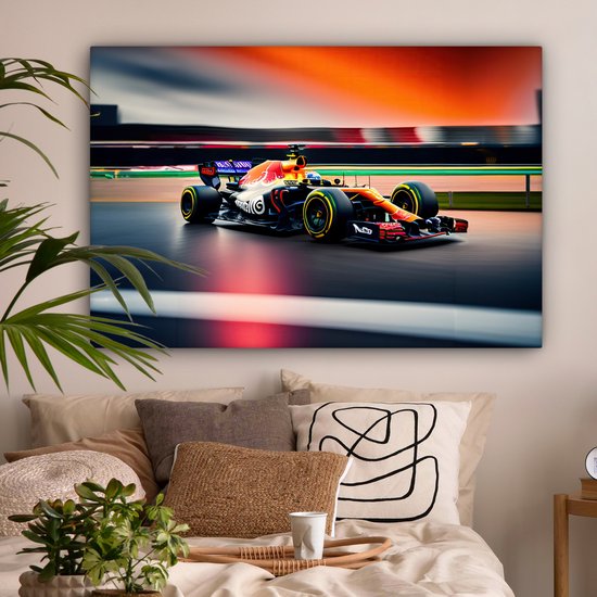 Tableau sur toile Voiture - Formule 1 - Circuit - Voiture de course - 140x90 cm - Décoration murale