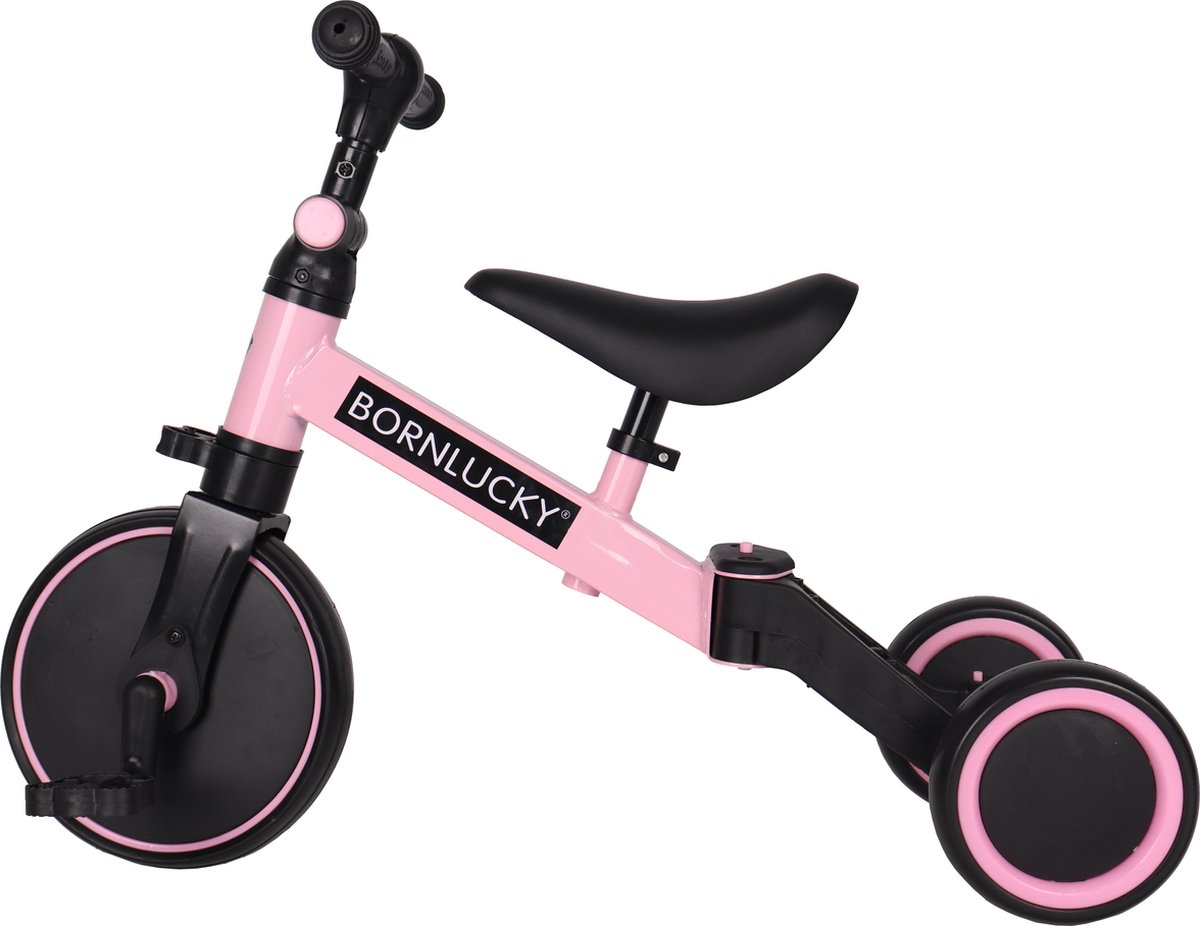 Born Lucky 4 in1 Driewieler / Loopfiets & Balance Bike - Roze — afbeelding 2