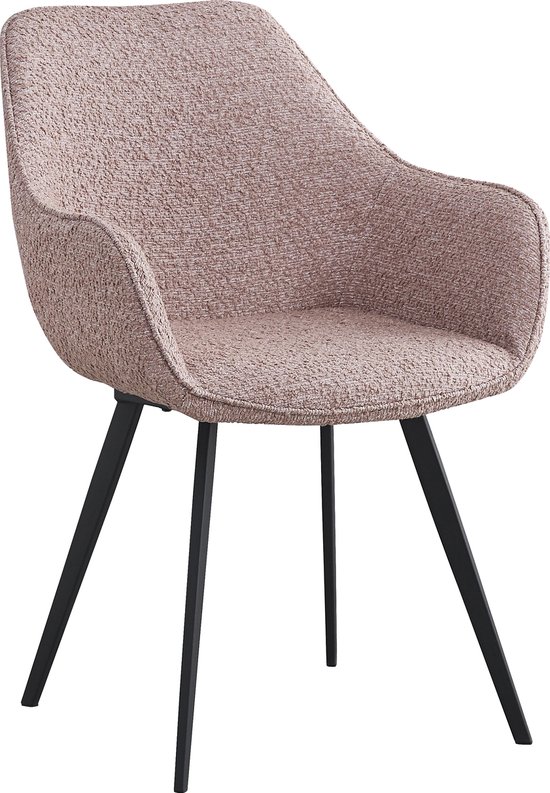 Chaise de salle à manger LivingFurn Luca tissu rose clair avec base en acier