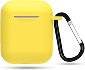 Siliconen case | geschikt voor airpods | karabijnhaak | geel