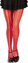 Leg Avenue - Harley Quinn Kostuum - Harlekijn Panty Visnet Rood - Rood - One Size - Halloween - Verkleedkleding