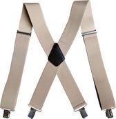 Fako Fashion® - Bretelles larges pour hommes - Adultes - 50 mm de large - 4 clips - Clips de 28 mm de large - XL - 120 cm - Kaki