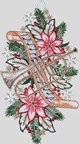 Noël - Décoration de fenêtre - Fleurs de Noël avec trompette - 555-33